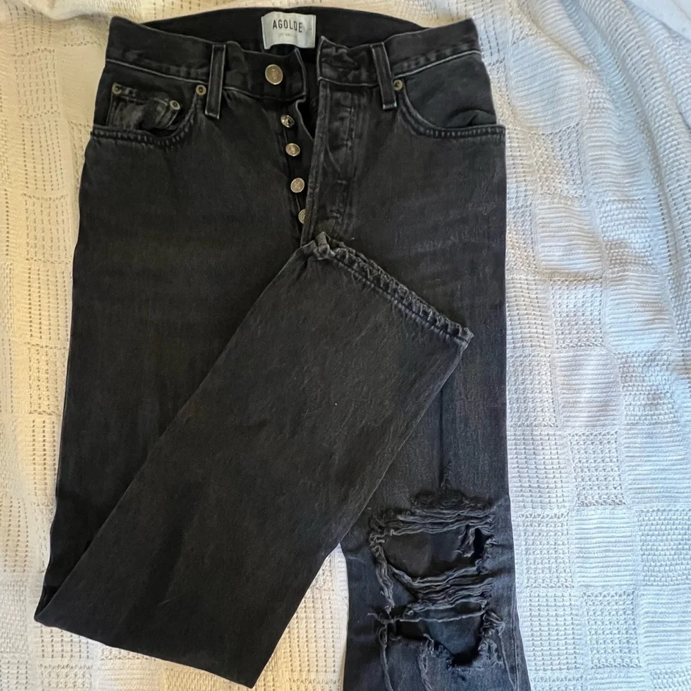 AGOLDE Black Distressed Lana Jeans Size 24 - Picture 4 of 5